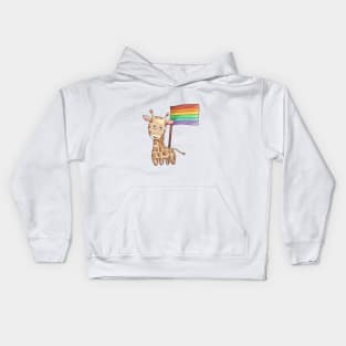 Rainbow Gay Pride Flag Giraffe Kids Hoodie